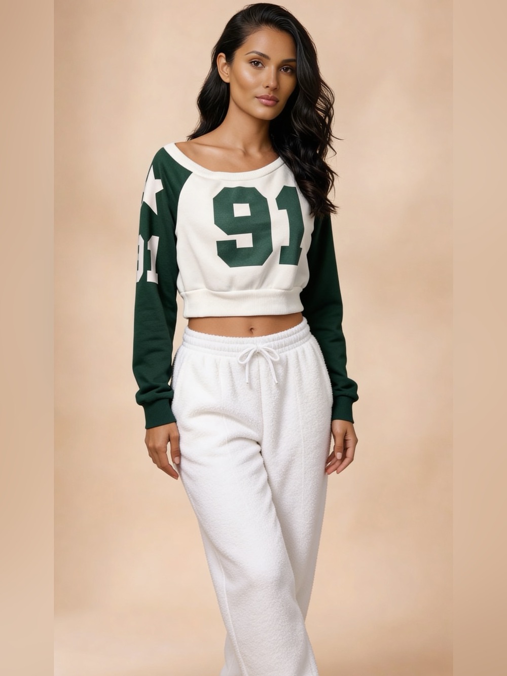 Cropped Varsity style sweatshirt